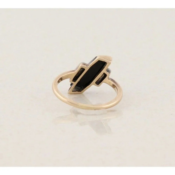 10k Yellow Gold Natural Onyx Ring Size 6 - Picture 7 of 7